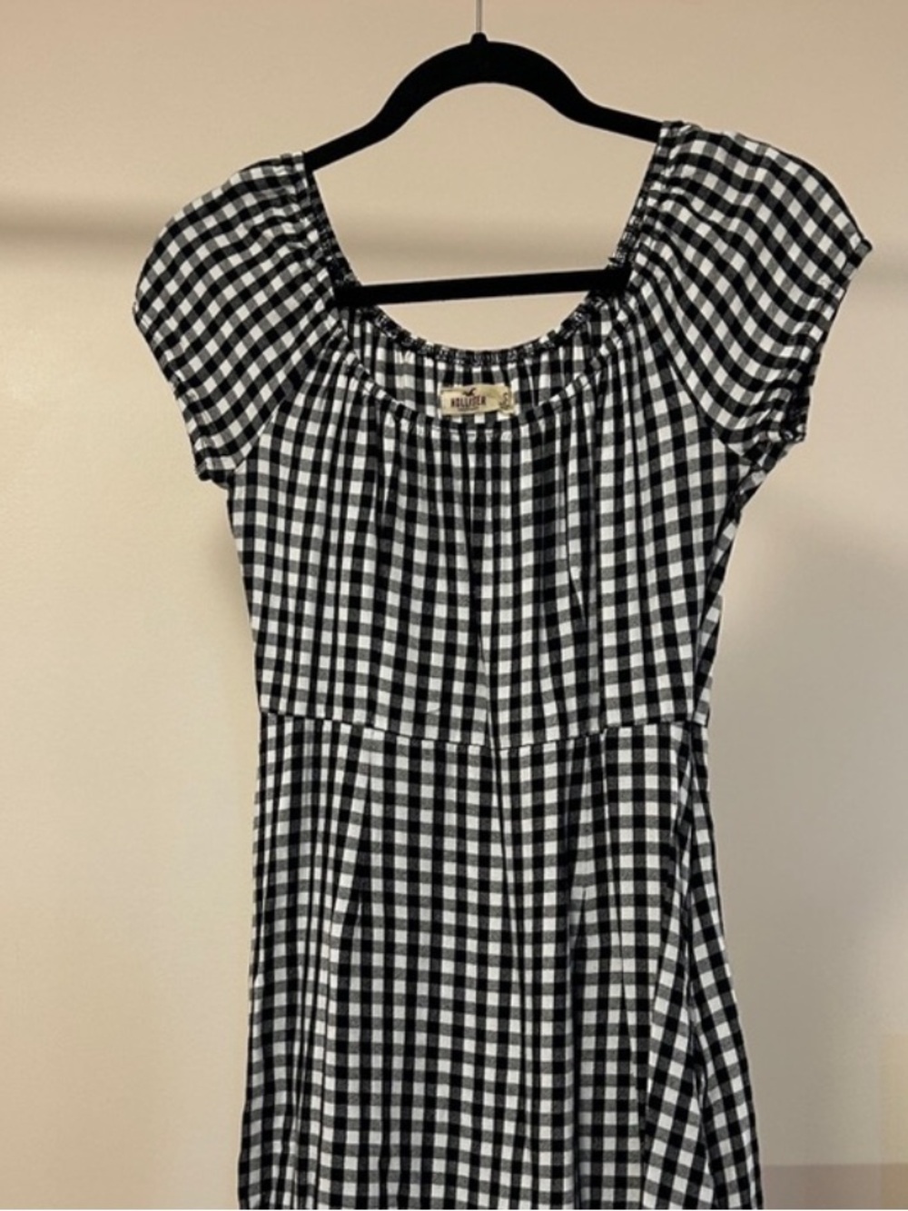 Hollister gingham checker print style dress size small black and white